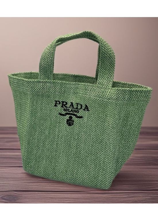 Prada Handbags - Prada Green Woven Mini Tote